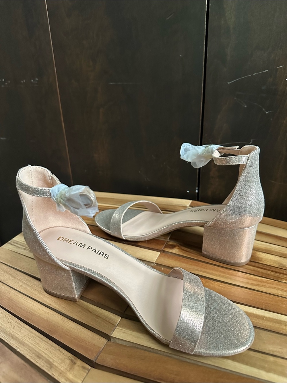 Dream Pairs Metallic Rose Heeled Ankle-Strap Sandals - Picture 3 of 9